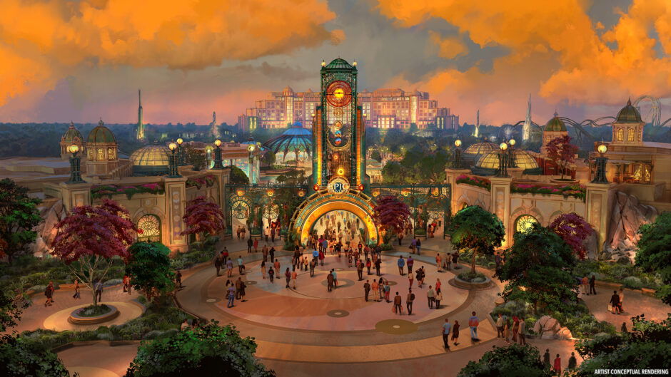 Vista aérea de Epic Universe en Universal Orlando