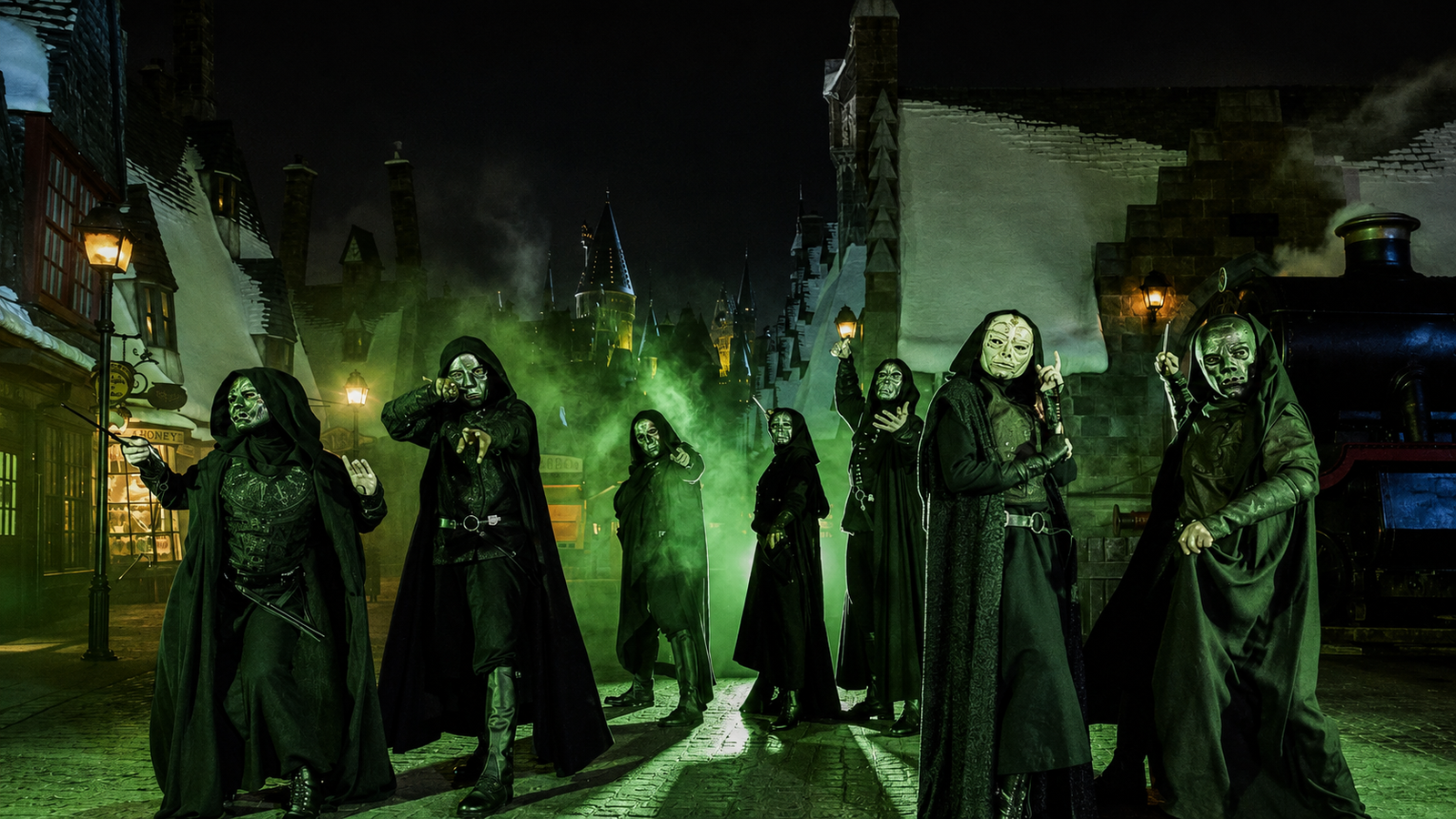 Mortífagos en Diagon Alley, Dark Arts at Hogwarts Castle en Universal Orlando